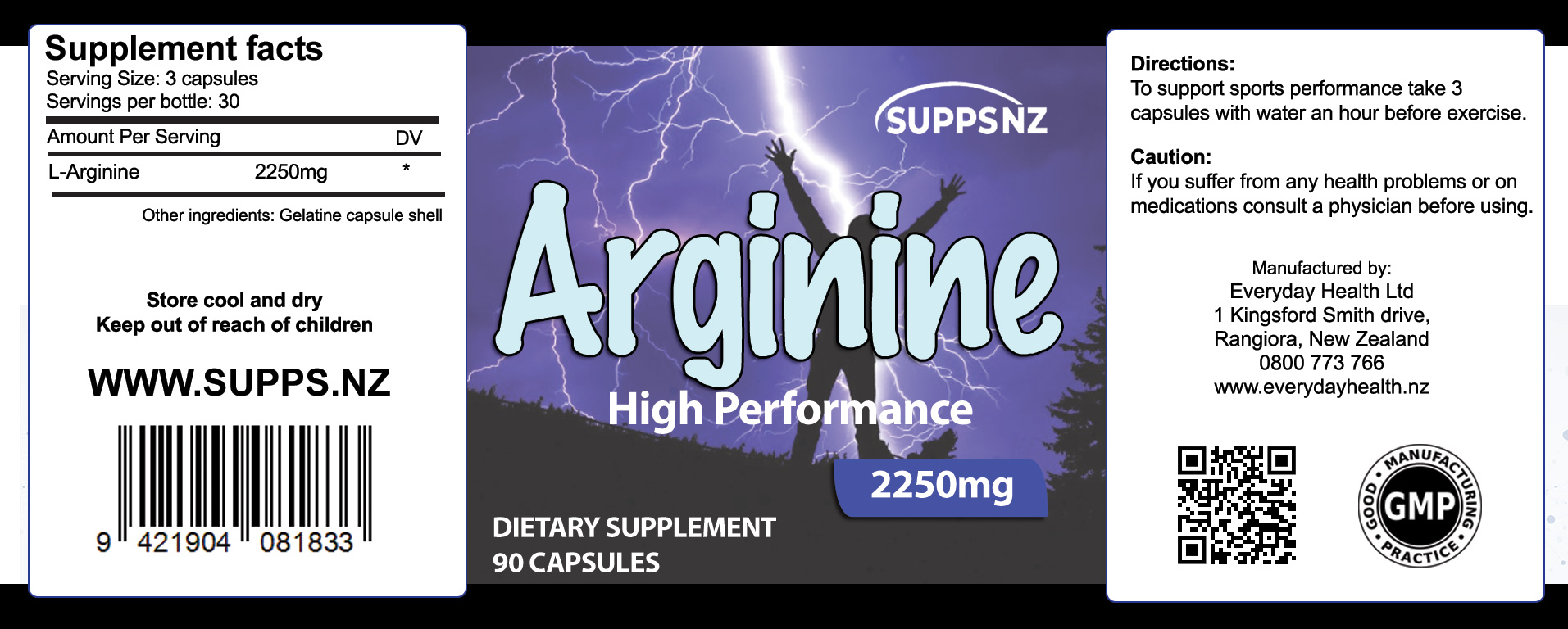 L-Arginine - 90 Capsules - 750mg - Image 2