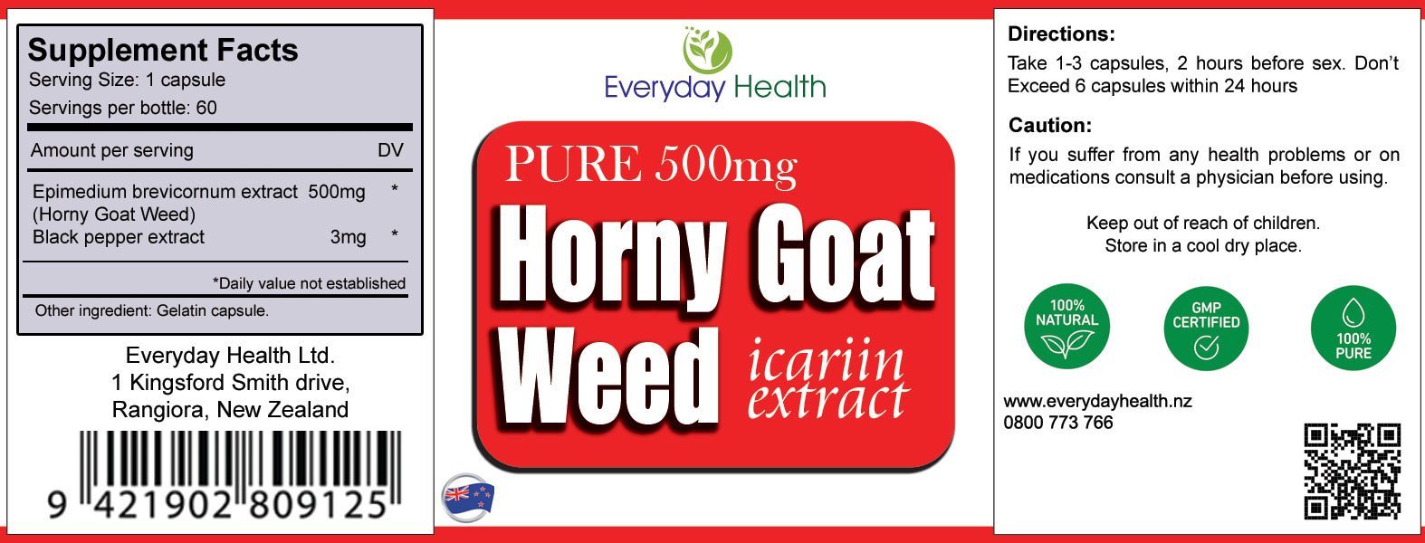 Horny Goat Weed - 60 Capsules - 10% Icariin - Image 2