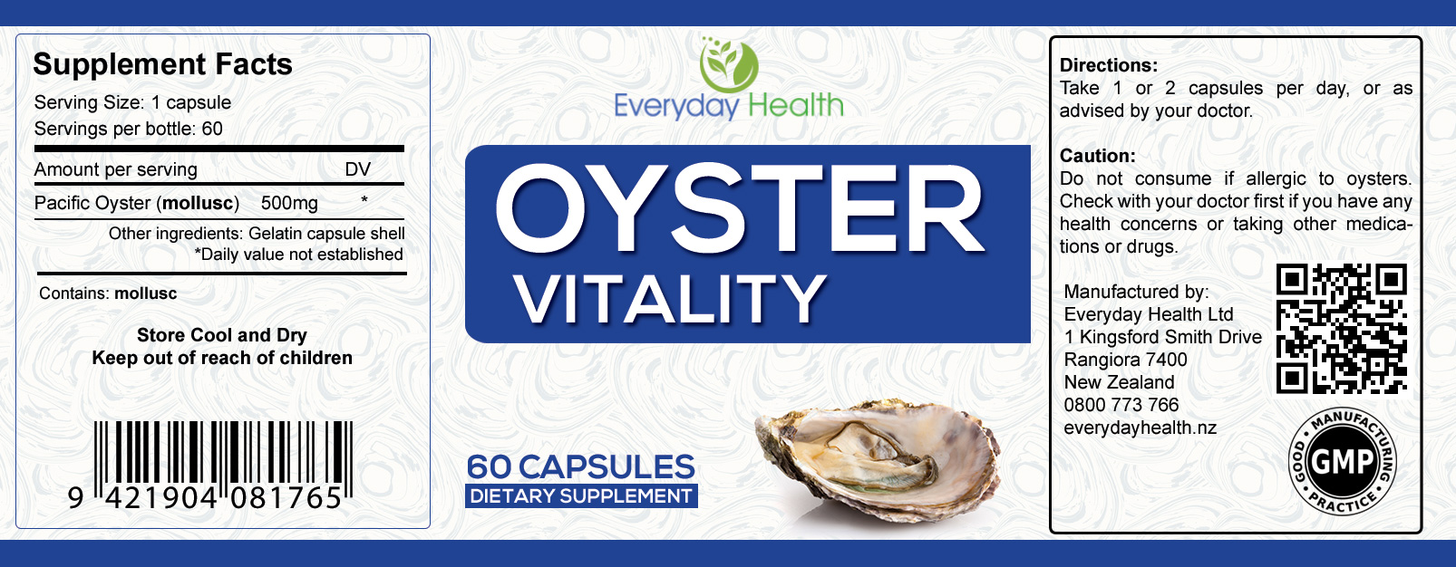 Oyster Vitality - 60 Capsules - Omegas and Zinc - Image 2