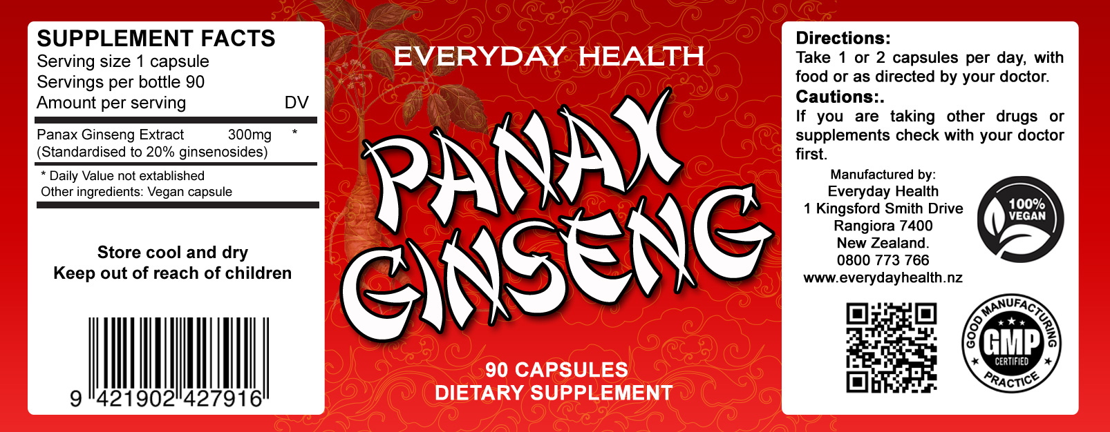 panax ginseng label