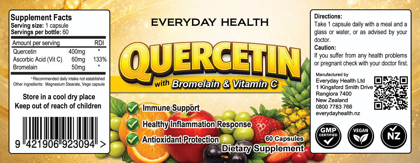 Quercetin with Bromelain- 60 Capsules - Image 2